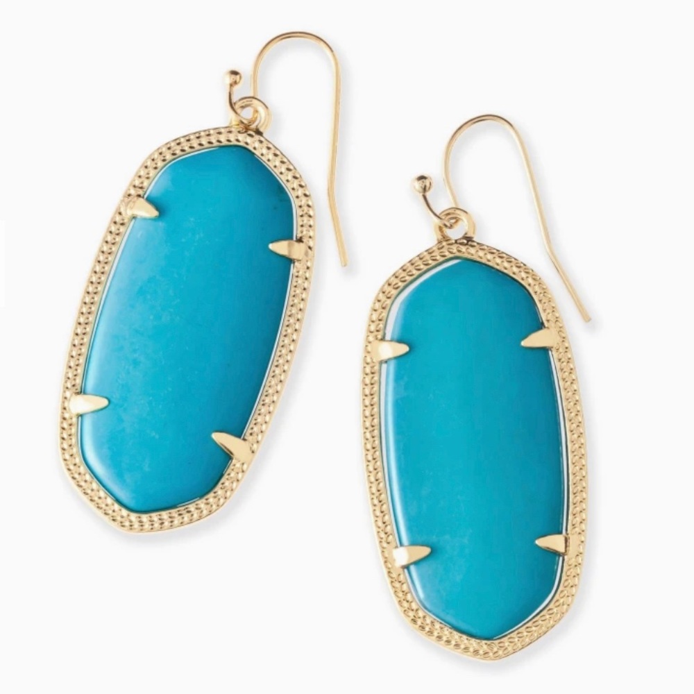 EUC Kendra Scott Elle Gold Earrings In Turquoise